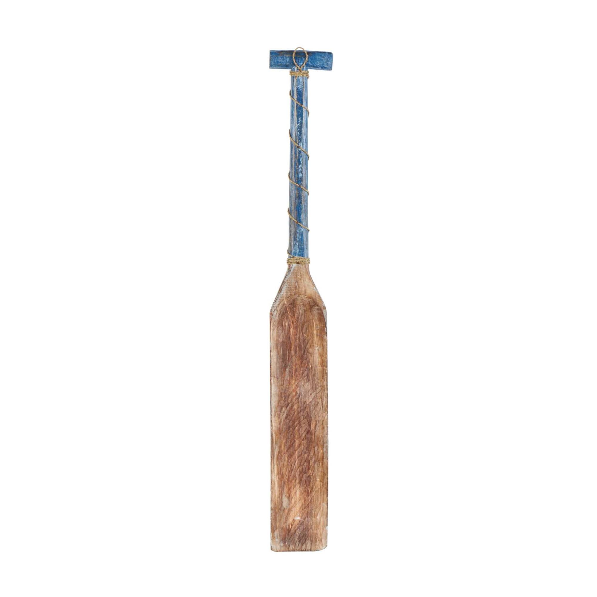 Brown Wood Paddle Beach House Sign Wall Decor with Blue Accents and Rope